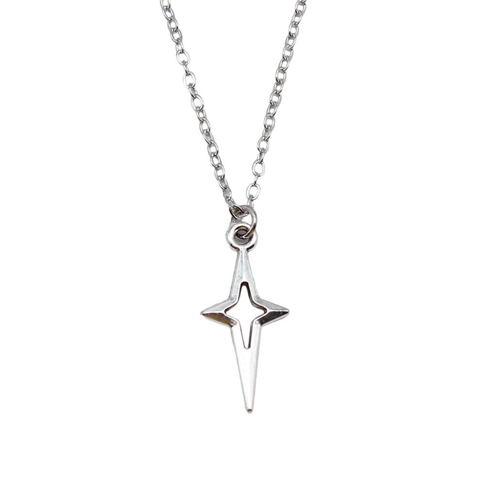 Hollow Star Moon Pendant Necklace Minimalist Geometric Jewelry 40cm Short Chain
