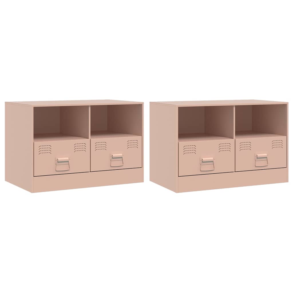 TV Cabinets 2 pcs Pink 67 x 39 x 44 cm Steel