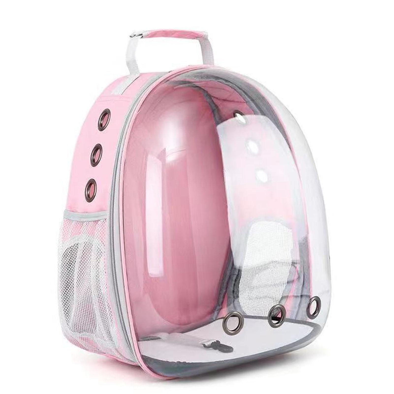 Cat Backpack Carrier with Breathable Holes and Mesh Large Space Transparent Window Pet Travel Carrier Bag with Handle