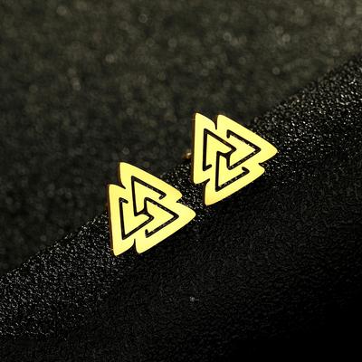 Kinitial Valknut Earrings Viking Stud Earrings Stainless Steel Odin's Triangle Earring Death Knot Viking Jewelry Norse Mythology