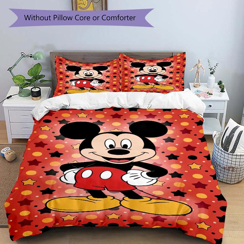 Mickey Mouse Starry Background Print 3Pcs Bedding Setduvet Cover With 2 Bedropillowcase Home Birthday Gift