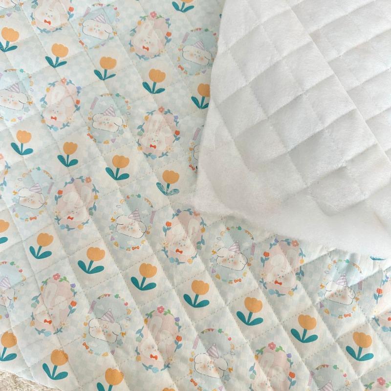 0.5m/1m Pure Cotton Korean Rabbit Print Quilted Cotton Fabric for Sewing Vests Pet Clothes Cotton Coats Handmade DIY Fabrics