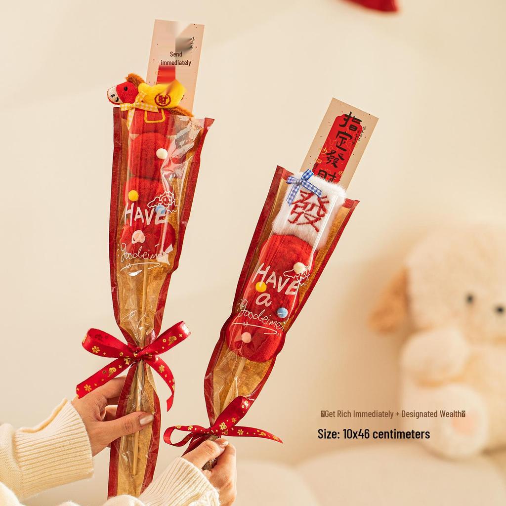 2026 Year of the Horse Tanghulu Plush Fortune Bucket – Chinese New Year Desktop Decor