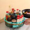 360°Rotating Storage Box Living Room Desktop Cosmetics Organizer Rack Transparent Tray Kitchen Spice Food Storage Shelf