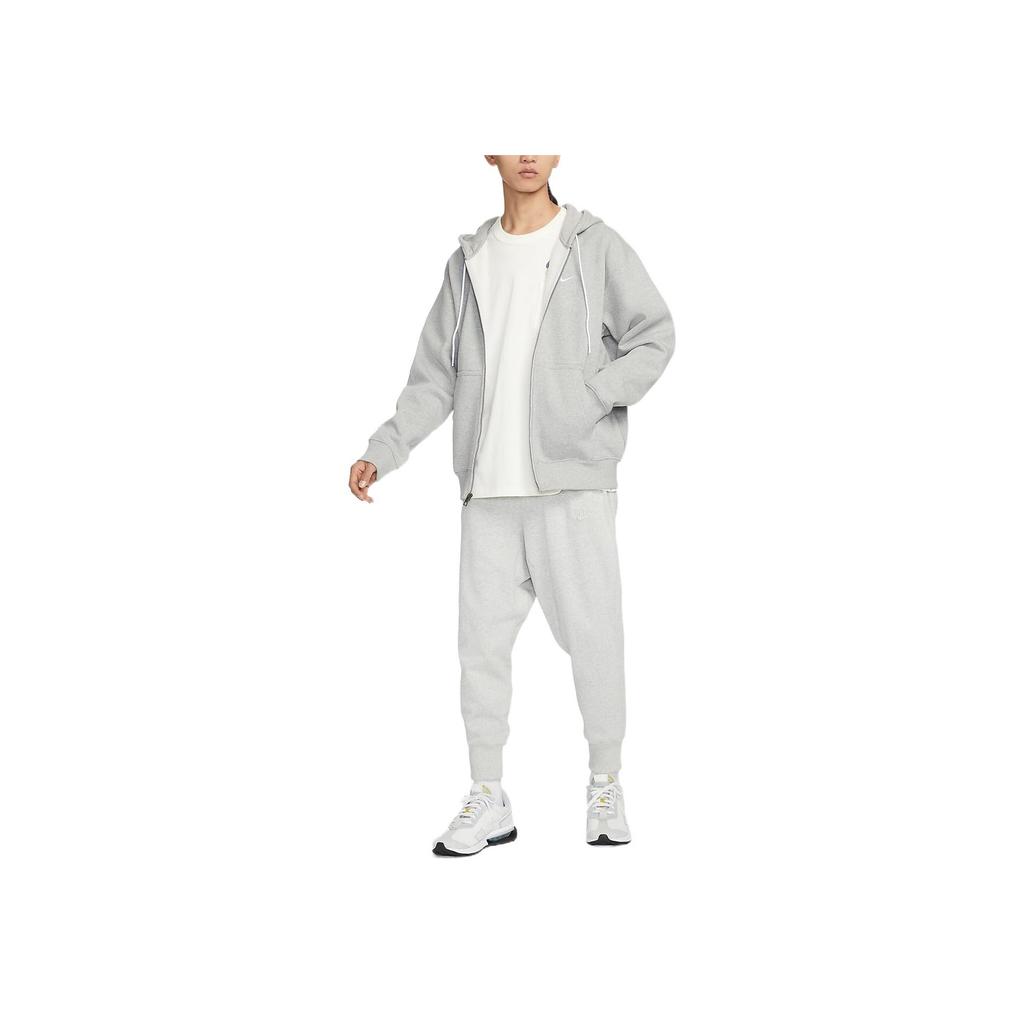 Nike Logo Embroidered Zip Hoodie Jacket Men Outerwear Grey DR0404-063