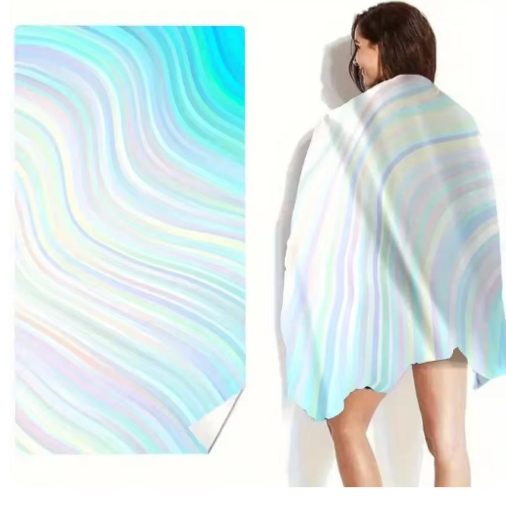 Blauer Seestern 70x140cm Strandtuch Schnelltrocknend Sandfest Wasserwellen-Design Sommer Meeresküste Algen Badetuch Gittermuster