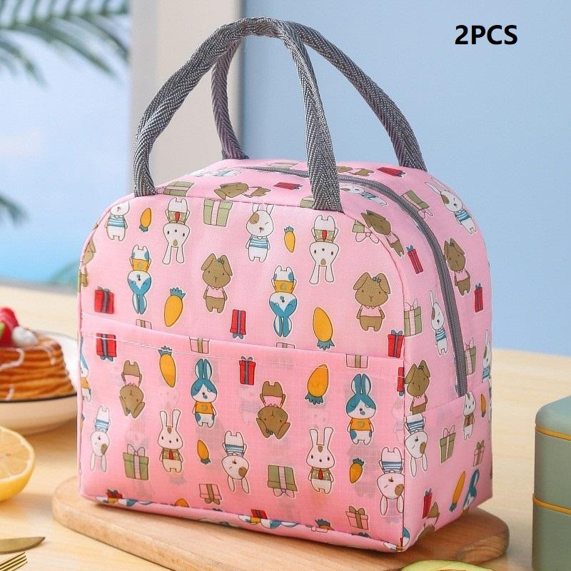 1/2PCS Cute Cartoon Bento Lunch Bag Aluminum Foil Handheld Lunch Bag for Office Workers Portable Meal Package