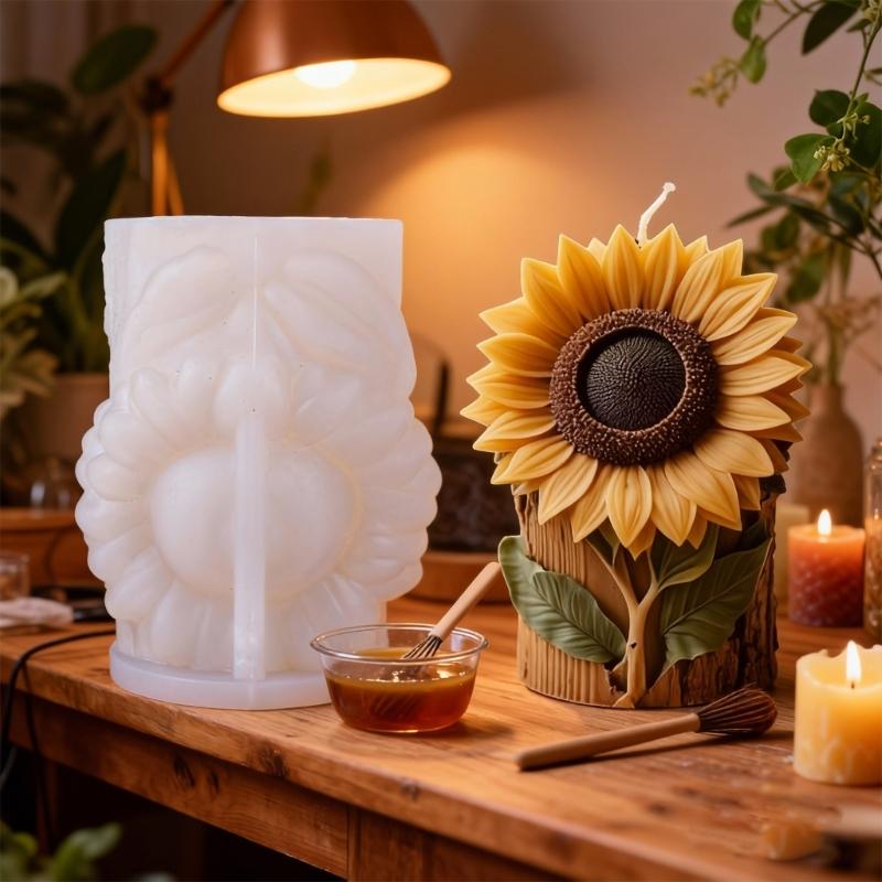 Food Grade Silicone Sunflowers Mould Candle Soap Maker With Easy Releases For Home Decoration