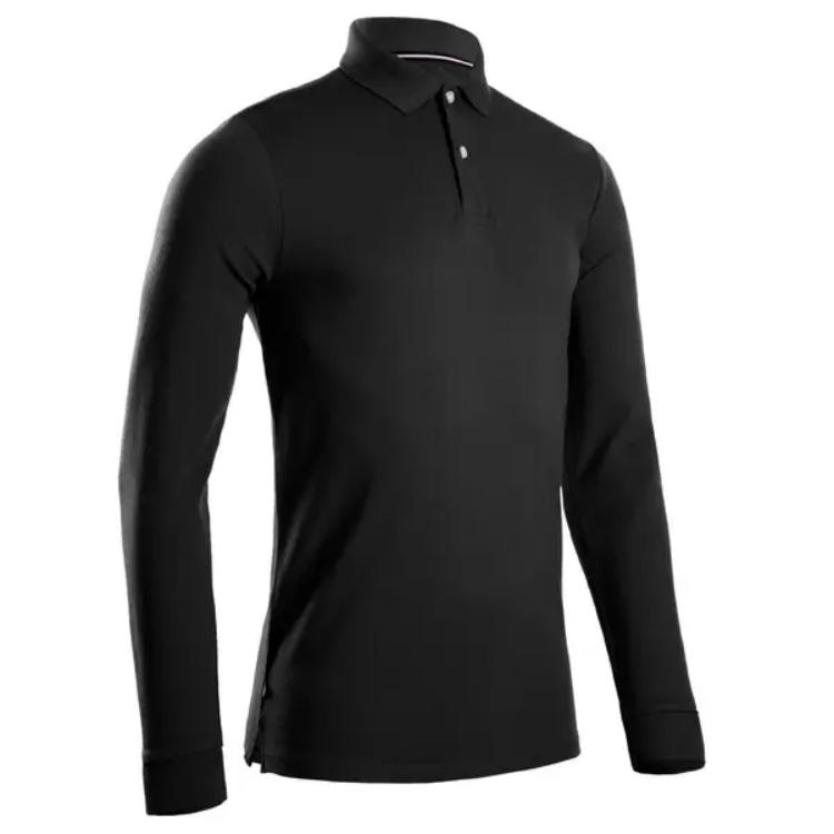

DECATHLON INESIS MW500 Golf Fall/Winter Collection Solid Color Versatile Sporty Casual Breathable Long Sleeve Polo Shirt Men s Black XL чёрный