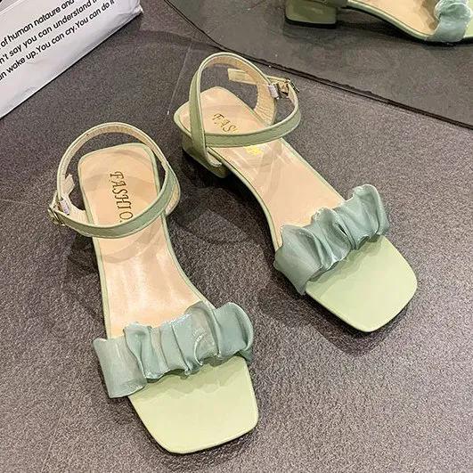 Mid-heel All-match Fairy Style Thick Heel Peach Heart with Fashion Women's Cool Shoes