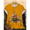 Summer Round Neck Flower Pattern 3D Print Top Fashionable Casual Short Sleeved Women's T-shirts