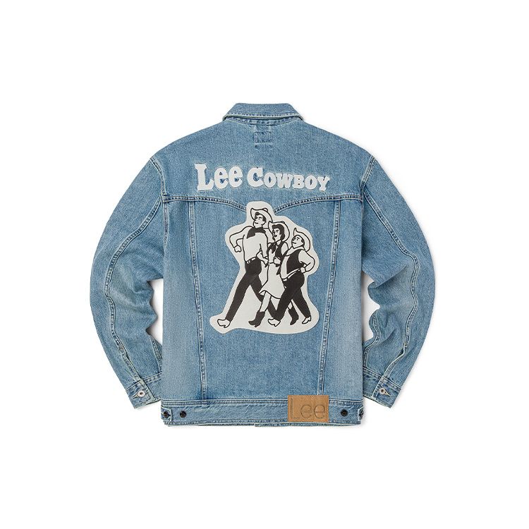 Lee 101+ Series SS22 Vintage Wash Letter Embroidered Denim Jacket Men jackets Medium-Blue LMT0015215DG00FA00513