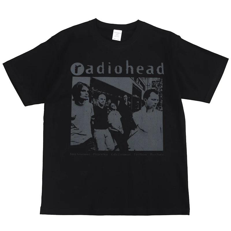 New Arrival Radiohead Print American Street Hip Hop Vintage Black Short Sleeve TShirt Unisex Women Men Streetwear Top