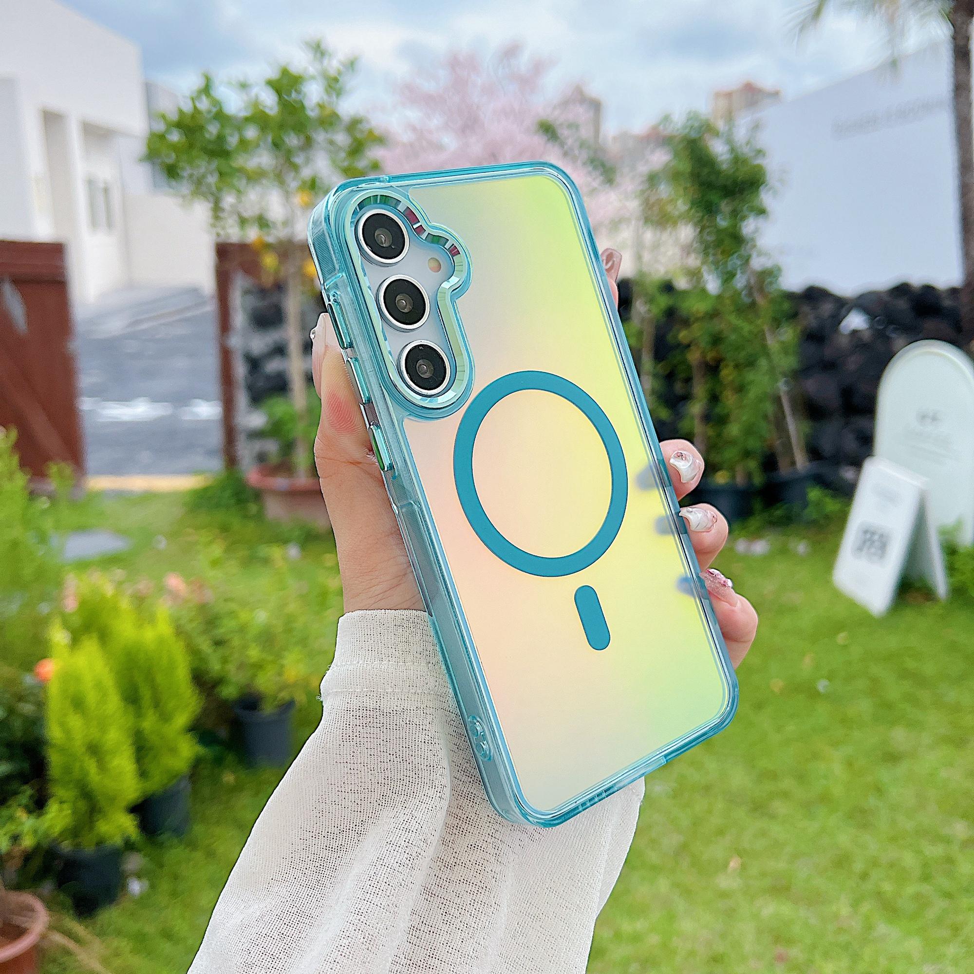 

For Samsung Galaxy A55 5G Case Compatible with MagSafe Color Changing TPU Phone Back Cover Blue