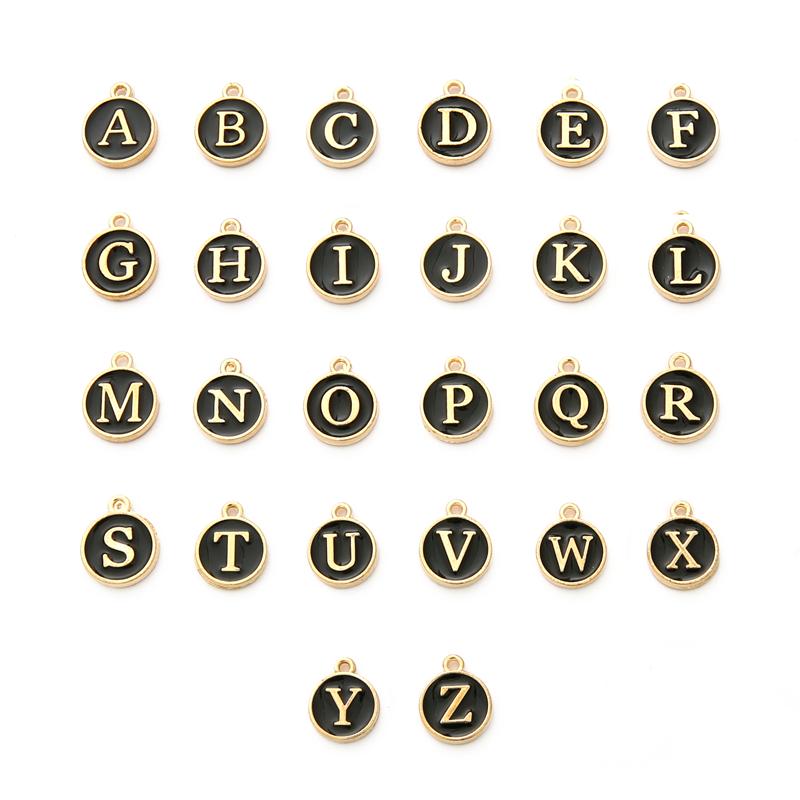 26Pcs A-Z English Letters Alloy Enamel Pendants Number Alphabet Charms For DIY Bracelet Necklace Jewelry Making Accessories