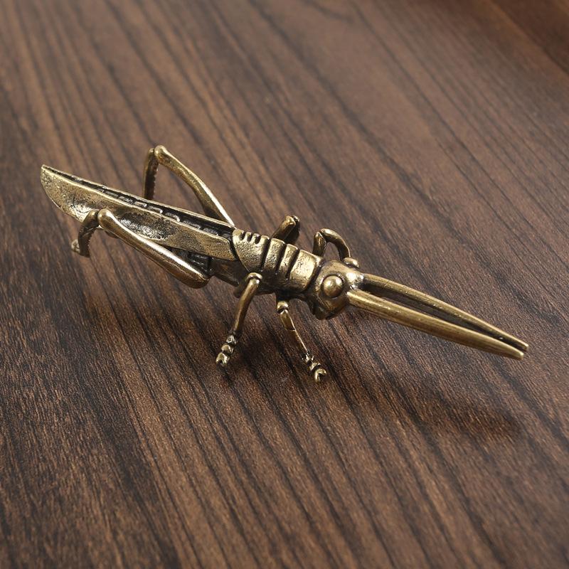 Brass Grasshopper Creative Office Tea Table Tea Set Small Tea Pet Desktop Pure Copper Ornament Metal Handicraft Small Copper Ware