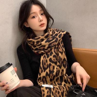 Korean Style Women's Leopard Print Tassel Shawl - Classic, Versatile, Warm Autumn/Winter Scarf