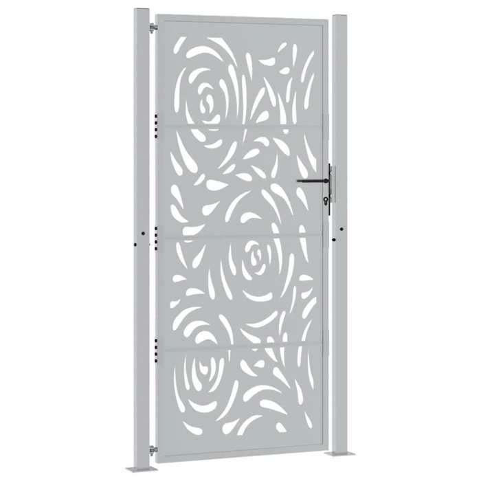 VidaXL Garden Gate Weatherproof Steel Flame Design, Fence Gate, Outdoor Gate, Metal Gate, 4100998