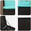 Sofa Set 5 Pieces Black and Blue Poly Rattan and Steel
