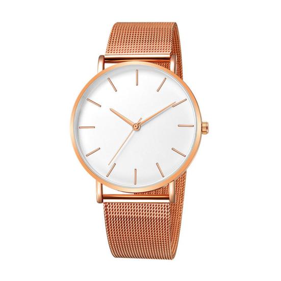 Herren Mesh-Armbanduhr Minimalistische Quarz-Analog-Uhr Einfaches rundes Zifferblatt Armbanduhr für Business Büro Freizeit