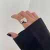 Xiaohongshu 925 Sterling Silver Exaggerated Plain Ring for Women – Simple, Luxurious, High-End Design.