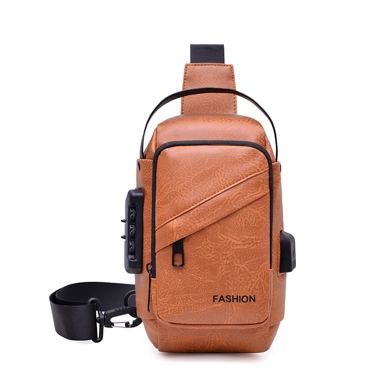 Men's Chest Bag Combination Lock Anti-Theft Crossbody Bag Outdoor Commuter Large Capacity Shoulder Bag
