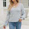Women's  And Winter  Solid Round Neck Long Sleeve Knit Sweater Pullover Sweater