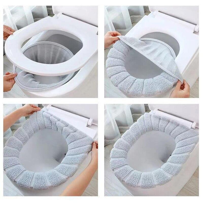 1PC Waschbar Wc Sitz Abdeckung Winter Warme Badezimmer Wc Sitzkissen Closes Matte Stricken O-form Closes Wärmer fall