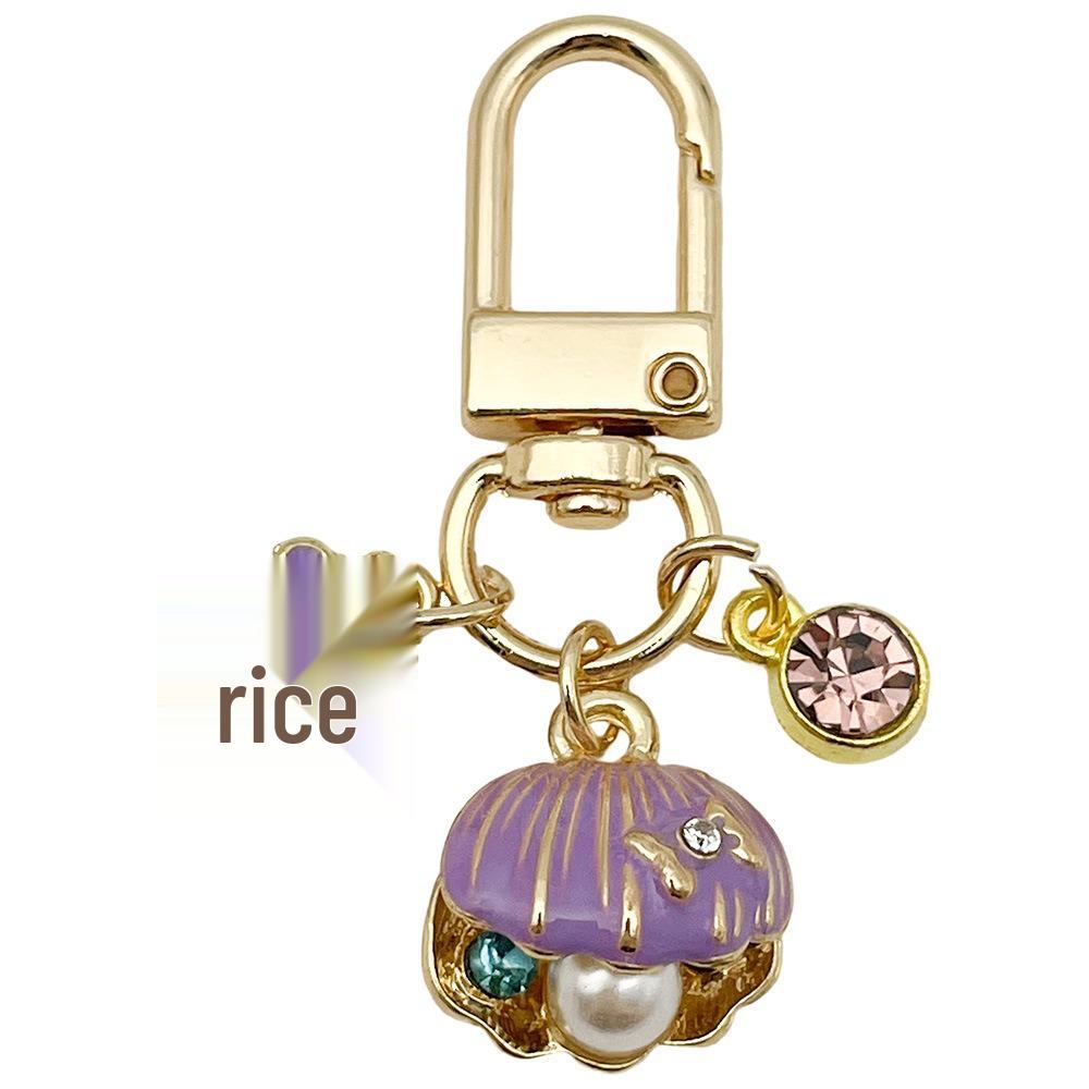 Creative Alloy Seashell and Pearl Keychain Pendant