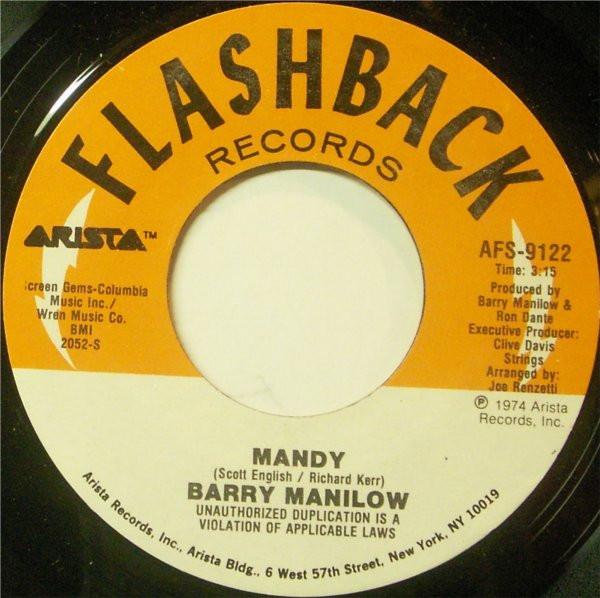 7inch Record BARRY MANILOW - Mandy / It's A Miracle AFS9122 FLASHBACK 1984 US Pop Used