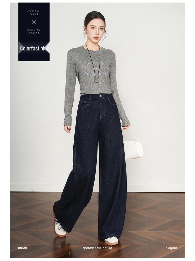 Damen Weite Hosen mit Hoher Taille - Retro Lockerer Schnitt, Schlankmachender Bananenstil für Frühling/Herbst