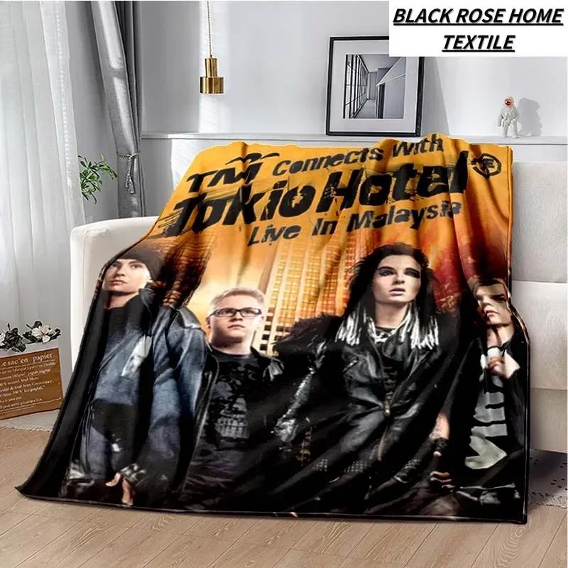 Coperta Artistica di Moda Tokio Hotel Rock Band Lenzuolo di Lusso per Camera da Letto Coperta Calda per Viaggi all'Aperto Campeggio Picnic Pausa Pranzo