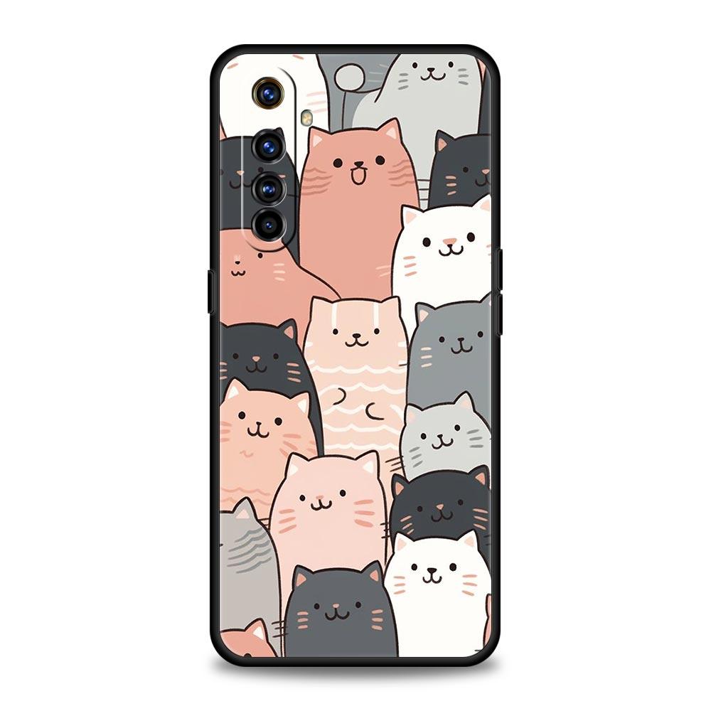 Phone Case For Realme 12 11 10 9 8 5G 7 6 GT5 GT3 GT2 Pro Plus C21 C11 C25 C35 For Realme GT Neo 2 3 3T 5 Cover Cat-Printed
