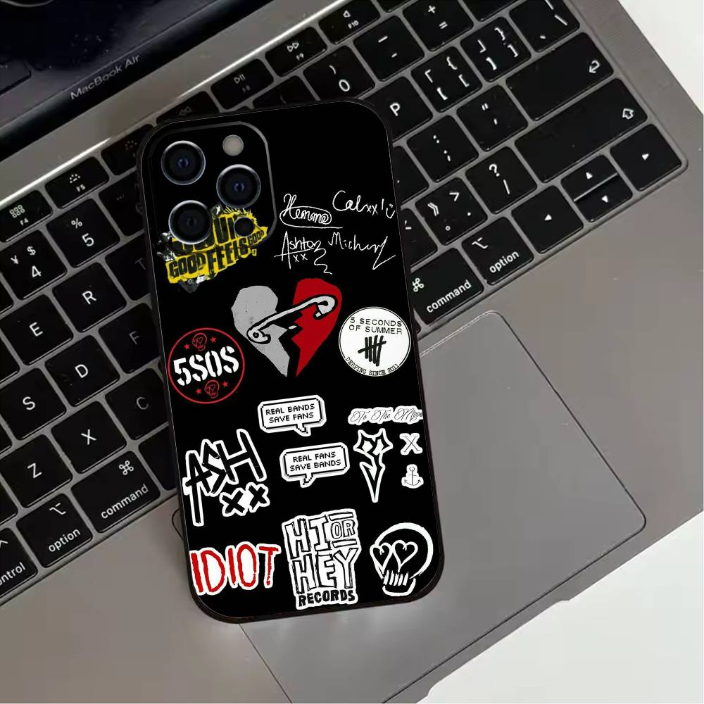 5 S-Seconds of S-Summers 5SOS  Phone Case For iPhone 17,16,15,14,13,12,11 Plus,Pro Max,XS,Soft Silicone Black Cover