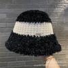 New Knitted Bucket Hat Women's Autumn and Winter Outdoor Wide-brimmed Breathable Bucket Hat Color Matching Fashionable Simple Basin Hat