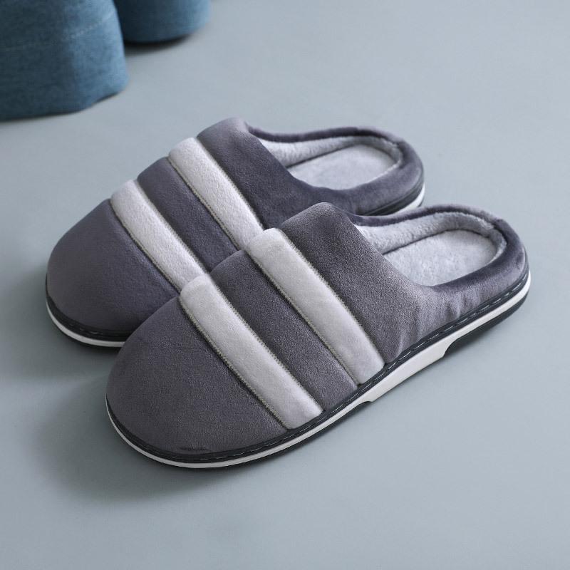 Men's and Women's New Cotton Slippers Non-slip Household Warmth Couples Plus Velvet Autumn and Winter Floor Home Cotton Slippers