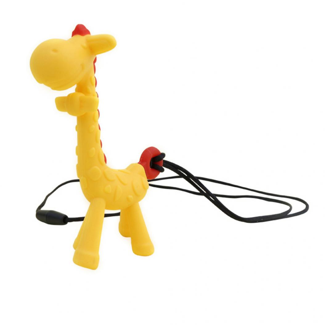 

Мультфильм Жираф Кулон Мама Ожерелье Детские Прорезывания Зубов Жевать Силиконовый Прорезыватель Игрушка жёлтый