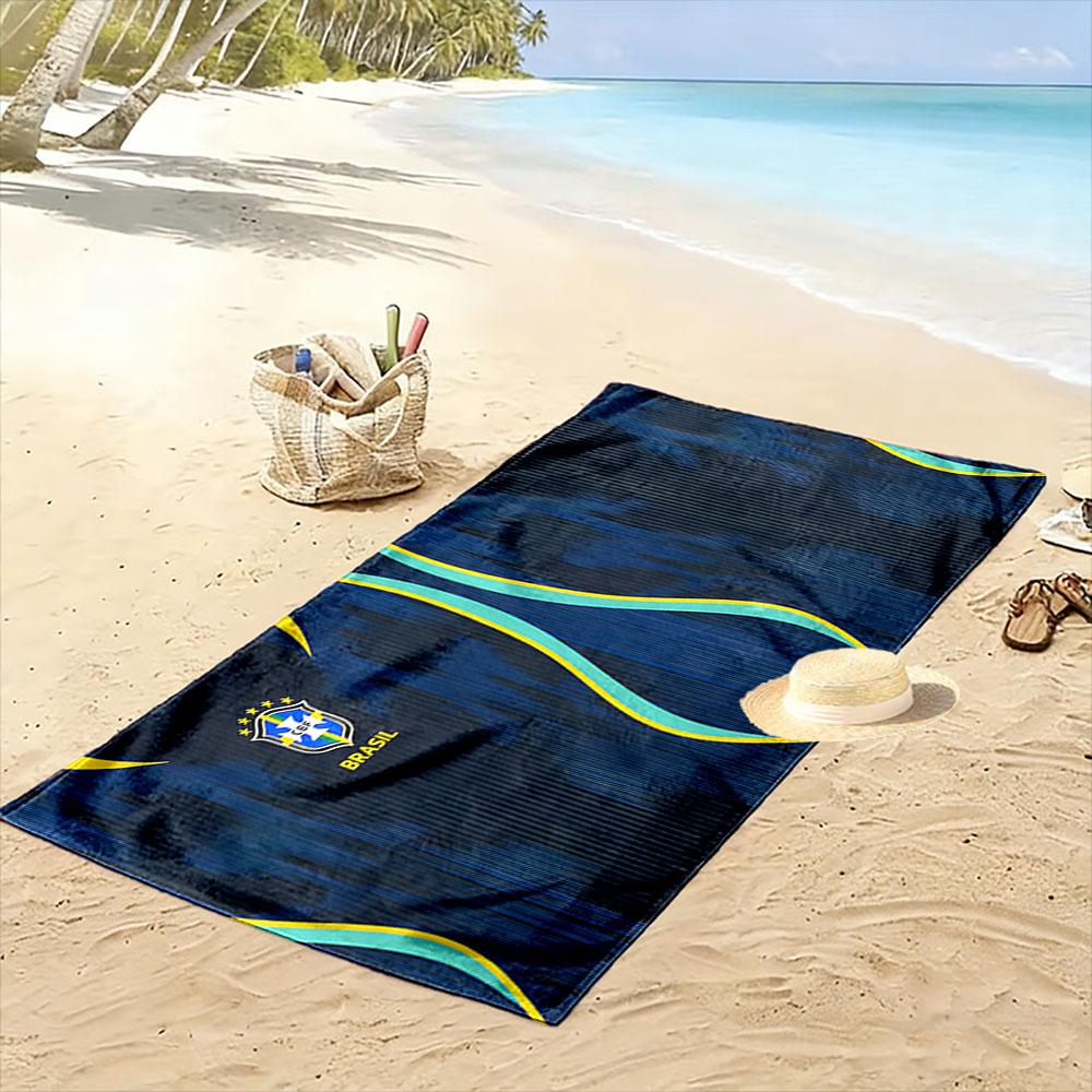 Fließender brasilianischer Wellen-Print Strandtuch, schnell trocknend, geeignet für Reisen, Outdoor-Sportarten, Joggen, den Strand und Schwimmen, Geschenk