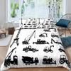 Construction Tractor Truck King Queen Duvet Cover Excavators Crane Bedding Set Vehicle Quilt Cover Polyester Comforter Cover