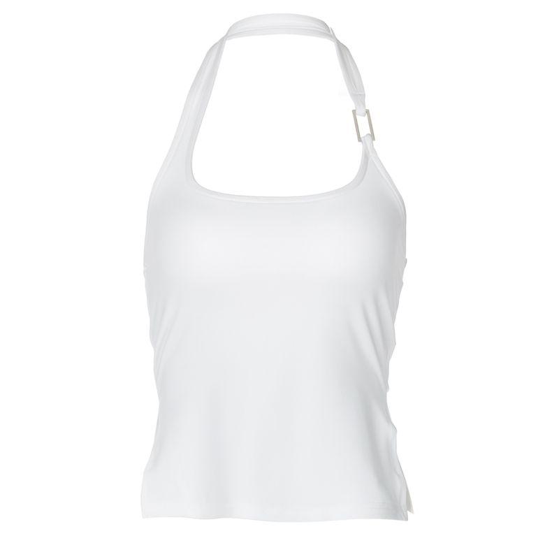 Shemoda Everyday Joker Hanging Collar Vest Women's Pure Color Silm Sexy Sexy Open Back Side Slit Short Top