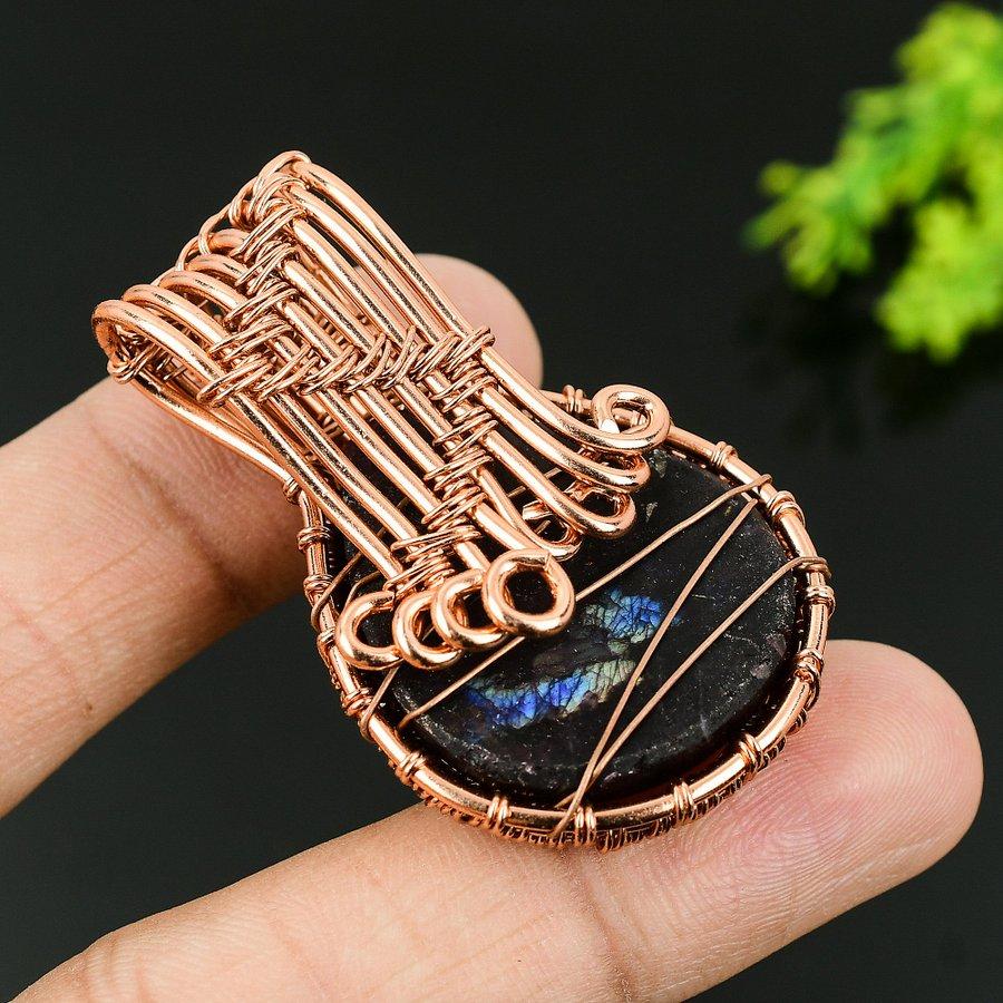 Natürlicher Lepidolit Edelstein Handgemachter Kupferdraht Wickel Geschenk Anhänger 2,17 Z3U65