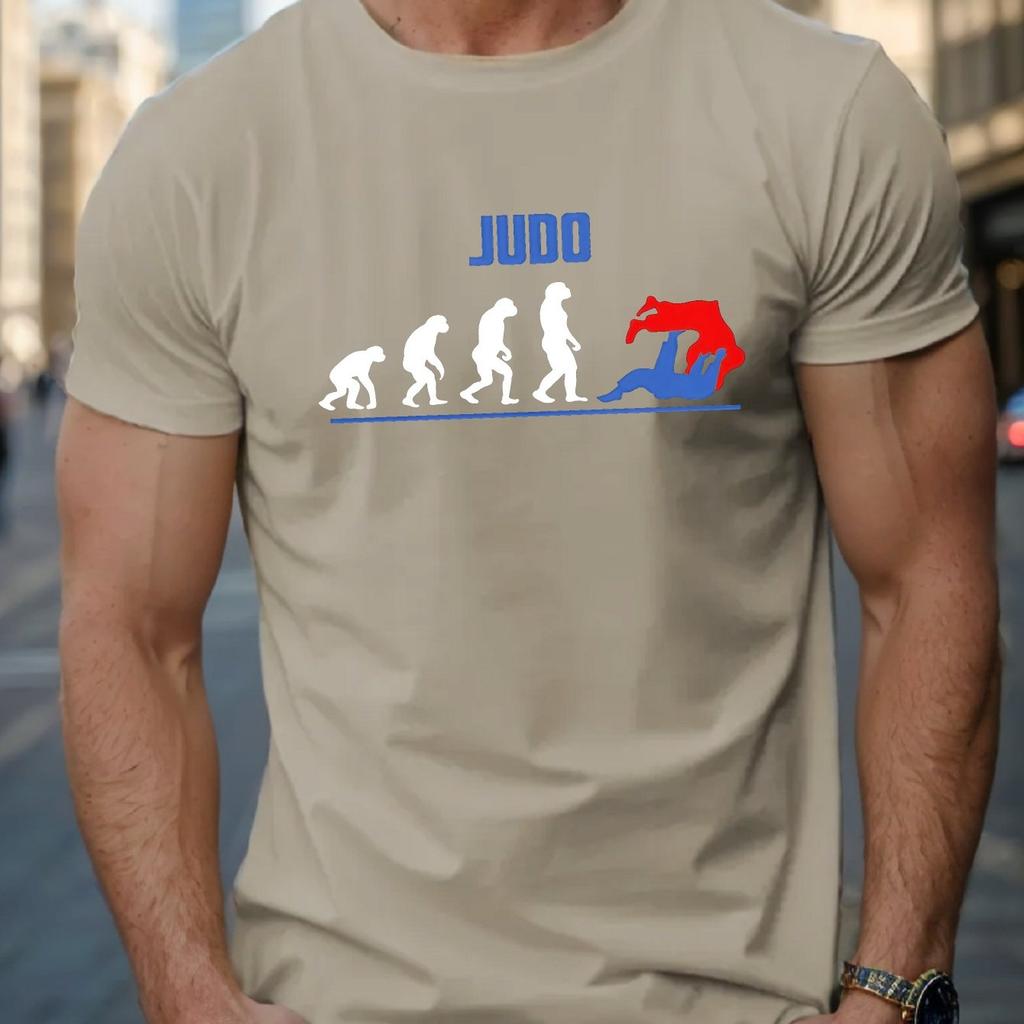 Judo Evolution Graphic Mens Cotton TShirt Casual Round Neck Short Sleeve Sports Tee