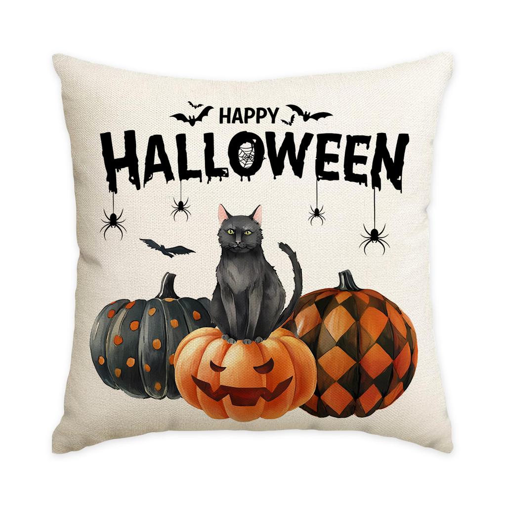 1/4Pcs Halloween Pillow Cover, Spider Web, Witch Castle, Pumpkin Pattern Printed Backrest Cover, Halloween Sofa Decoration,