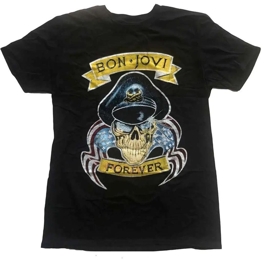 Kapela Bon Jovi Klasické Album Plakát Grafický Potisk Tričko Ležérní Oversize Muži Ženy Bavlna Streetwear Harajuku Styl Tričko