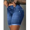 Pantaloncini Casual Doppi Bottoni Elasticizzati in Denim da Donna Europei e Americani