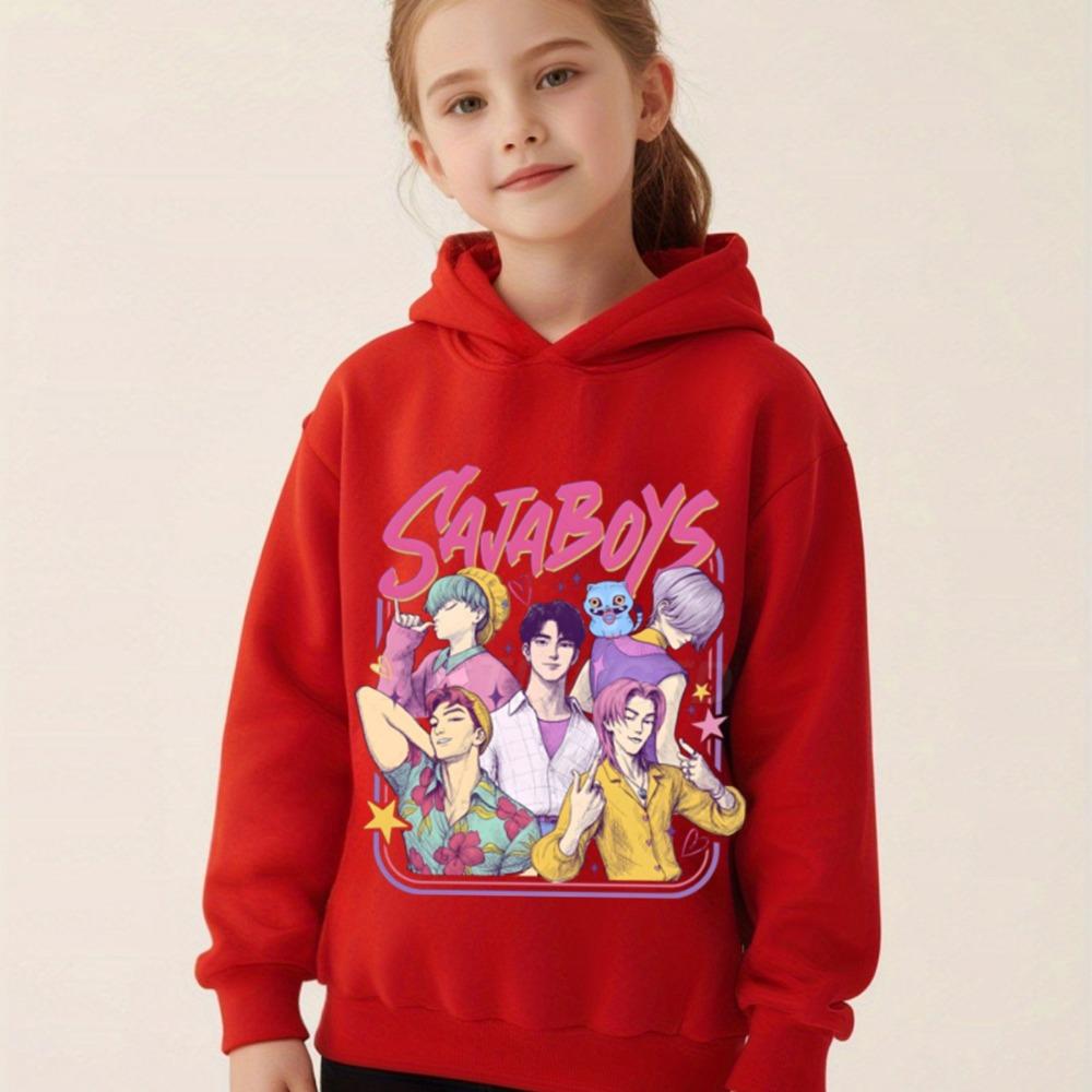 K-pop Demon Hunters Hoodies Boys Girls Long Sleeve Outerwear Saja Boys Print Hooded Coat for Children Fashion Pullover Kids Tops