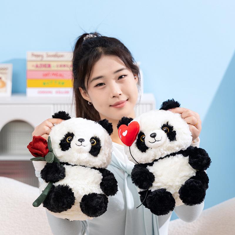 Bai Fen Bai Dolls And Toys Girls Rose Cute Panda Doll Plush Toy Love Panda Doll Rag Doll Valentine's Day Gift