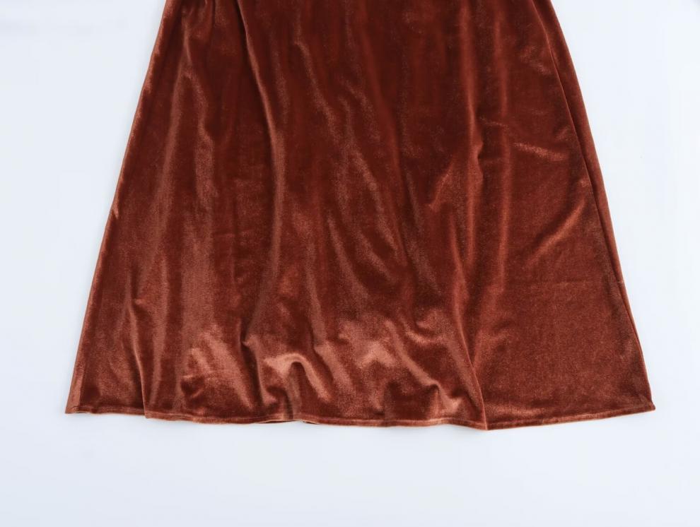 Velvet Ruched Midi Slip Dress – European & American Hot Girl Style Winter Fashion