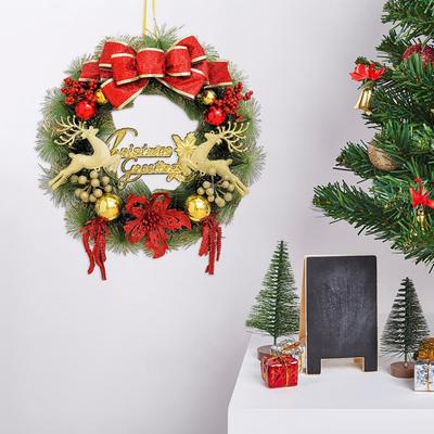 Festive Wreath Festive Christmas Wreath with Pine Needles Balls Bows Indoor Outdoor Holiday Decor for Home Wall Window Porch