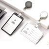 Fashion Metal Card Cover Case Bank Business Work Card Holder with ABS Retractable Badge Reel Lanyard Credit ID Card Badge Bag